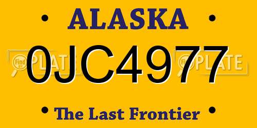 0JC4977 Alaska License Plate