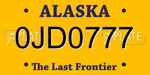 0JD0777 Alaska License Plate