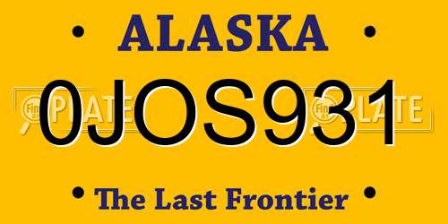 0JOS931 Alaska License Plate