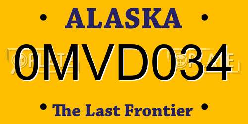 0MVD034 Alaska License Plate