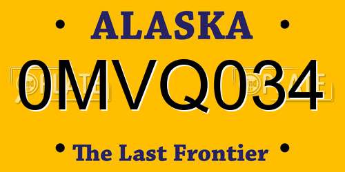0MVQ034 Alaska License Plate