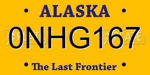 0NHG167 Alaska License Plate