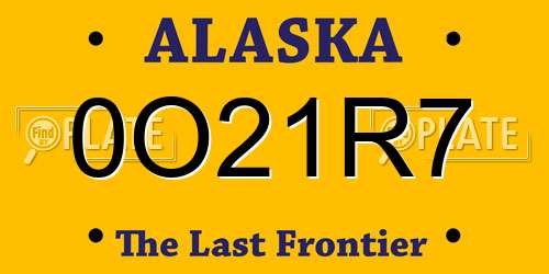 0O21R7 Alaska License Plate