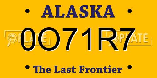 0O71R7 Alaska License Plate