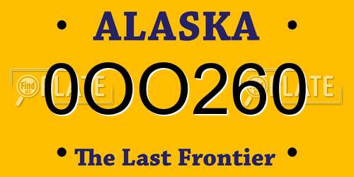 0OO260 Alaska License Plate
