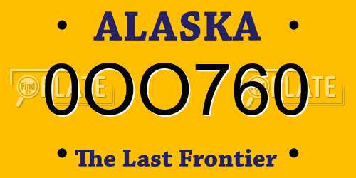 0OO760 Alaska License Plate