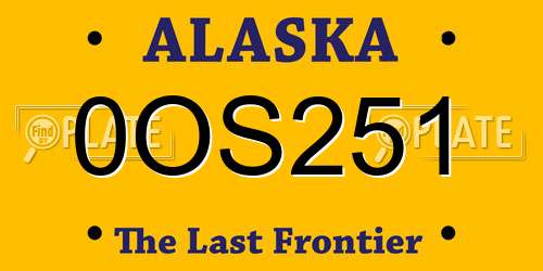 0OS251 Alaska License Plate