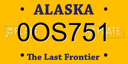 0OS751 Alaska License Plate