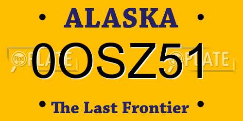 0OSZ51 Alaska License Plate