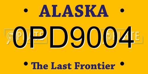 0PD9004 Alaska License Plate