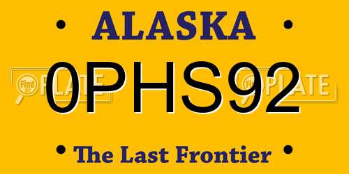 0PHS92 Alaska License Plate