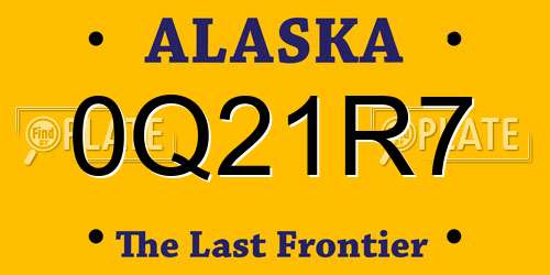 0Q21R7 Alaska License Plate