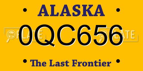 0QC656 Alaska License Plate