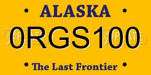 0RGS100 Alaska License Plate