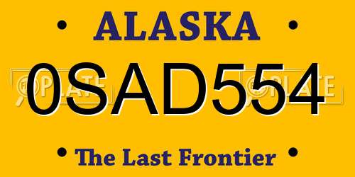 0SAD554 Alaska License Plate