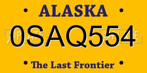 0SAQ554 Alaska License Plate