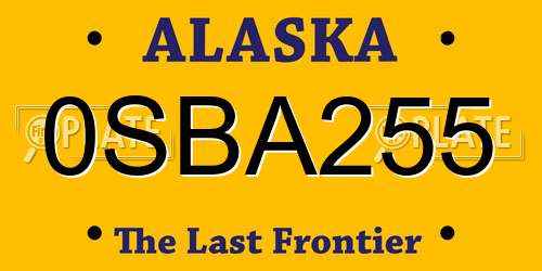 0SBA255 Alaska License Plate