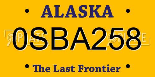 0SBA258 Alaska License Plate