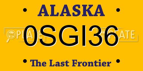 0SGI36 Alaska License Plate