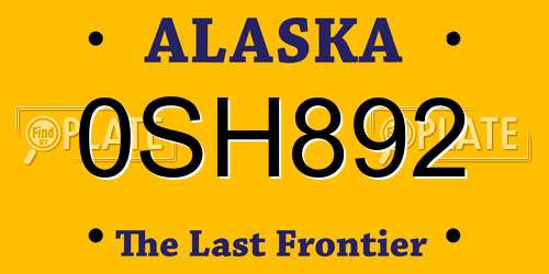 0SH892 Alaska License Plate