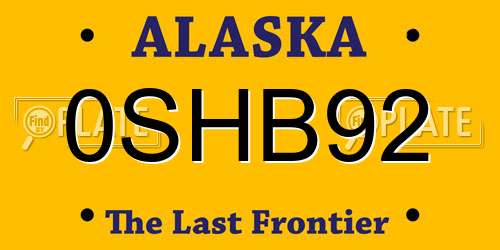 0SHB92 Alaska License Plate