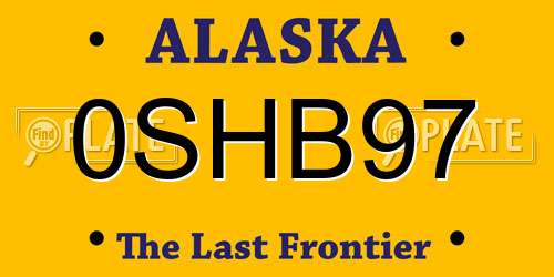 0SHB97 Alaska License Plate