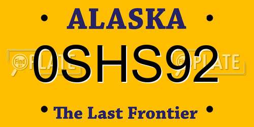 0SHS92 Alaska License Plate