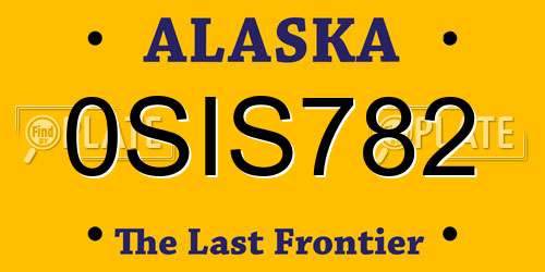 0SIS782 Alaska License Plate