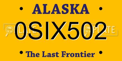 0SIX502 Alaska License Plate