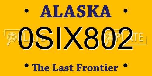 0SIX802 Alaska License Plate