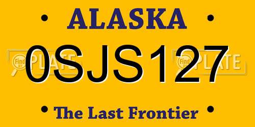 0SJS127 Alaska License Plate