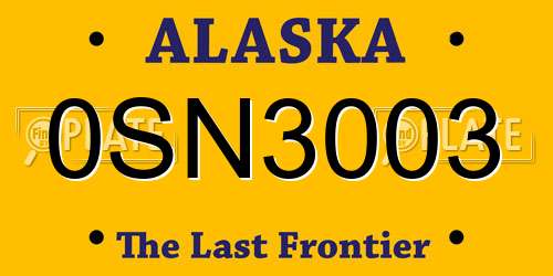 0SN3003 Alaska License Plate