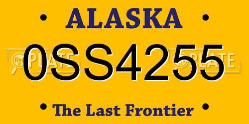 0SS4255 Alaska License Plate