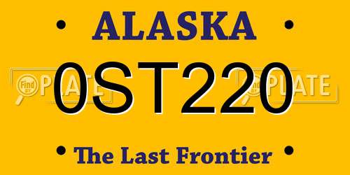 0ST220 Alaska License Plate