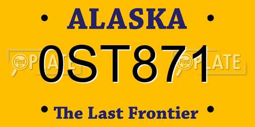 0ST871 Alaska License Plate