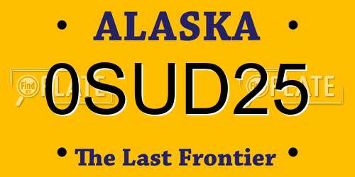0SUD25 Alaska License Plate