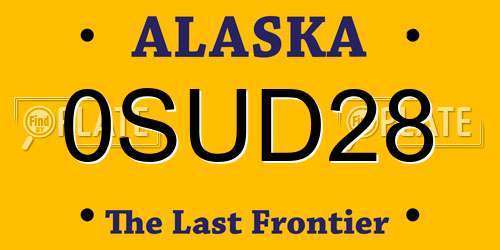 0SUD28 Alaska License Plate