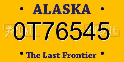 0T76545 Alaska License Plate