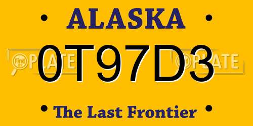 0T97D3 Alaska License Plate
