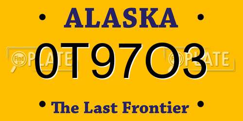 0T97O3 Alaska License Plate