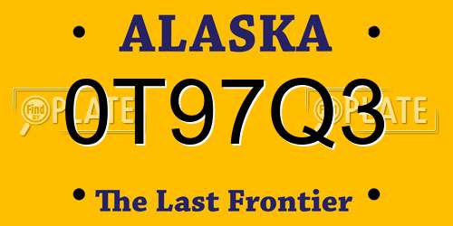 0T97Q3 Alaska License Plate