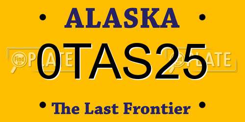 0TAS25 Alaska License Plate