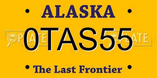 0TAS55 Alaska License Plate