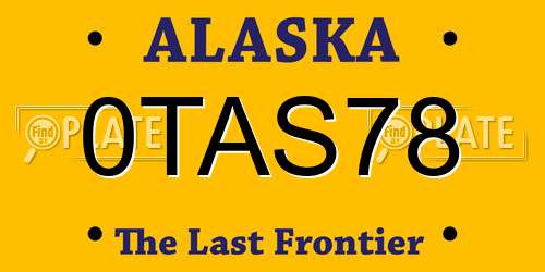 0TAS78 Alaska License Plate