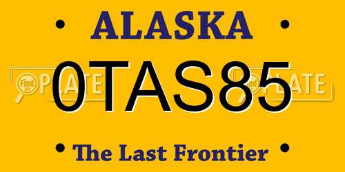 0TAS85 Alaska License Plate