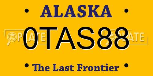 0TAS88 Alaska License Plate