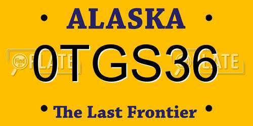 0TGS36 Alaska License Plate