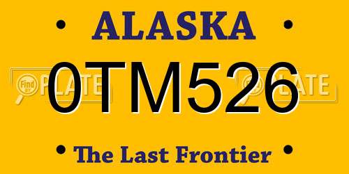 0TM526 Alaska License Plate