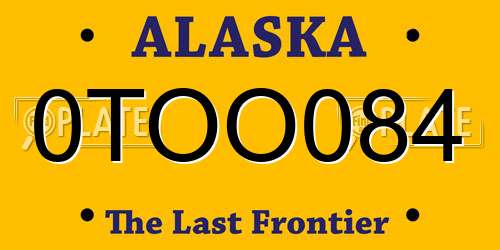 0TOO084 Alaska License Plate