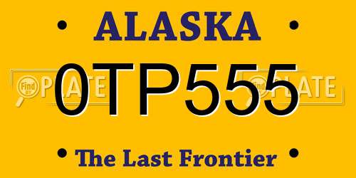 0TP555 Alaska License Plate